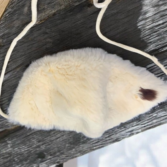 Vintage Real Fur Cream Hand Warmer and Mask Set - Picture 4 of 14